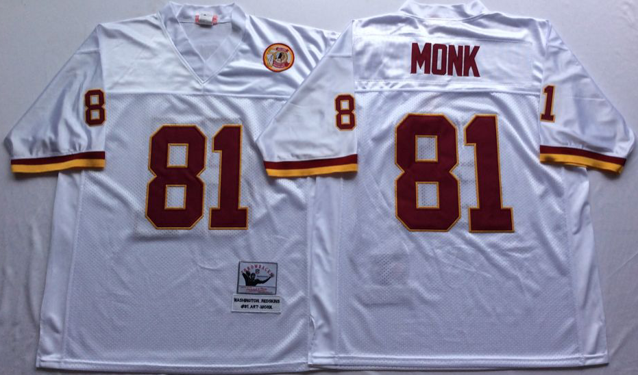 Men NFL Washington Redskins 81 Monk white Mitchell Ness jerseys